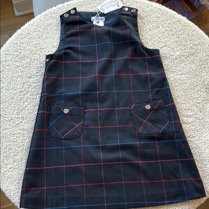 Jacadi Plaid Sleeveless Dress with Pockets